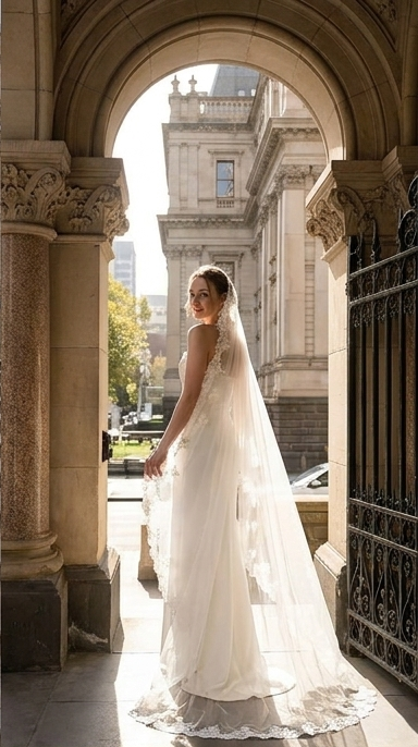 The Faouzia Cathedral Lace Bridal Veil
