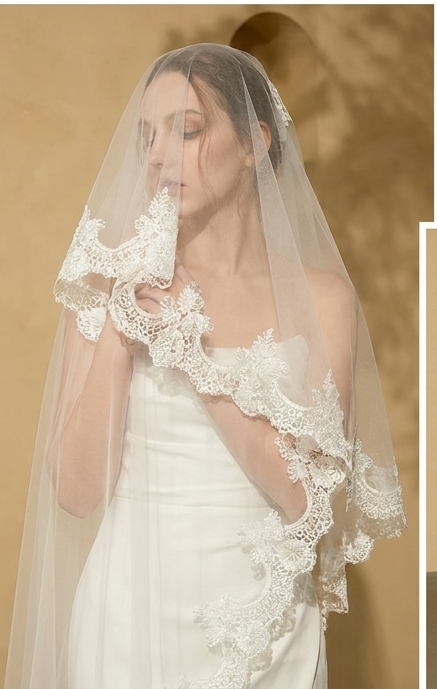 The Faouzia Cathedral Lace Bridal Veil